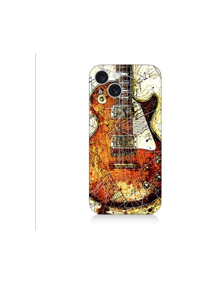 Apple Uyumlu iPhone 15 Plus Renkli Gitar Desenli Silikon Kılıf Silikon