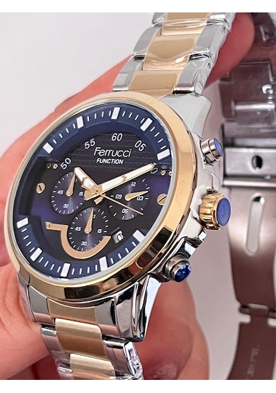 Ferrucci Fc93975 Silver-gold Renk Fonksiyonlu Takvimli Çelik Kordon Ve Kasa Erkek Kol Saati