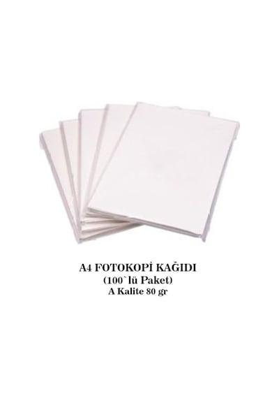 A4 Fotokopi Kağıdı 100`Lü Paket 80 Gr