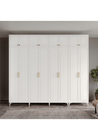 Guneystore Milas Gold 8 Kapaklı %100 Mdf Ayaklı Yüklüklü Gardırop