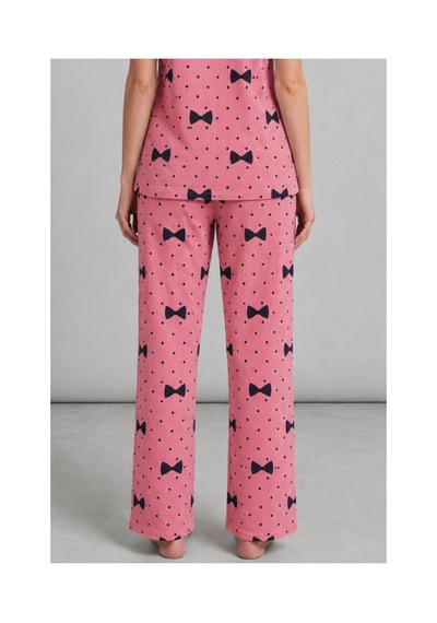 Fit Women Kadın Kısa Kol Desenli Pembe Pijama Takımı 4729