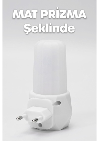 Gece Lambası Prizma Tip 2 Mod Sarı-beyaz Işık Tuşlu Koridor Hol Işığı Uyuma Işığı Beyaz Gc07 Beyaz