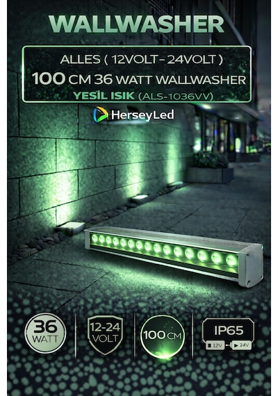 Alles 12v / 24v Wallwasher 100 Cm 36 Watt - Yeşil Işık Yeşil