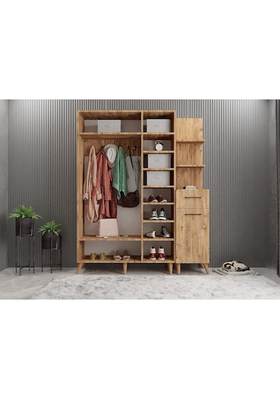 Açelya Portmanto Vestiyer Ayakkabılık Çam 140cm - Montaj Dahil M3