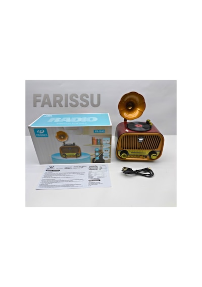 Nostaljik Gramofon Tasarımlı Bluetooth Radyo Fm/am/sw Usb & Tf Kart Destekli Type-c Şarjlı
