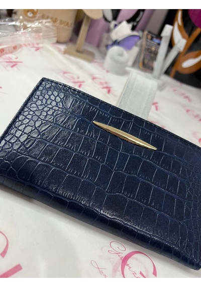 Gk Gamzelirenklerim Luxury Fashıon&accessorıes Kroko Dokulu Gold Detaylı Lüx Görünümlü Cüzdan Lacivert