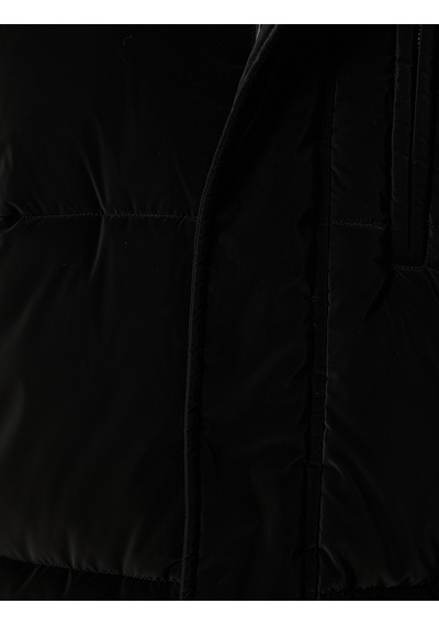 Koton Anorak Mont Kapşonlu Slim Fit Fermuarlı Cep Detaylı Siyah 5wam00004hw
