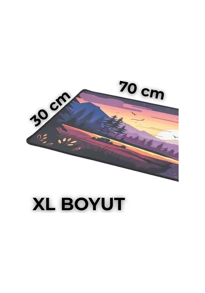 Büyük Oyuncu Mouse Pad 300x700 Mm, Günbatımı Temalı Mikro Kumaş Yüzeyli Desenli Mousepad, Kaymaz Kauçuk Tabanl