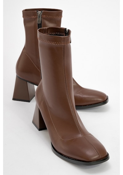 Luvishoes Luvi Shoes Plesa Kahve Kadın Kalın Topuklu Bot Kahve