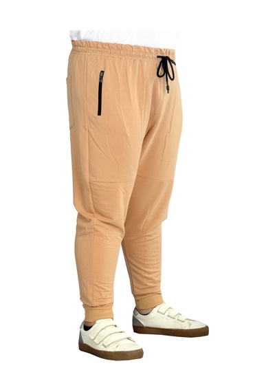 Mode Xl Büyük Beden Eşofman Altı Darpaça Zippered 22501 Bej 001