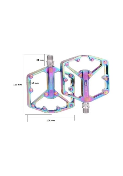 Meroca Rainbow Alüminyum Rulmanlı Bisiklet Pedalı Ultra Hafif Freeride Platform Pedal