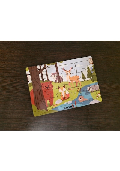 Hayvanlar Alemi 14 - 16 Parça Eğitici Öğretici Ahşap Çocuk Puzzle Yapboz Bebek Çocuk Oyuncak