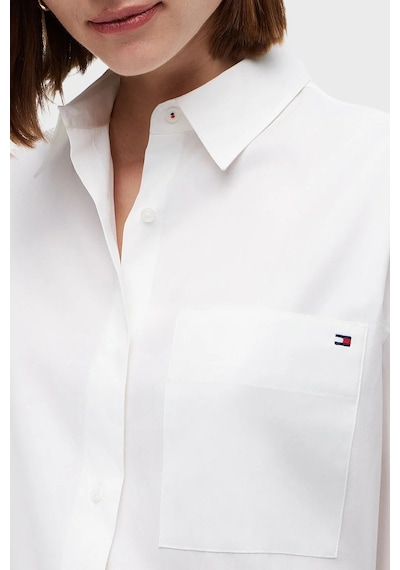 Tommy Hilfiger Oversize % 100 Pamuk Uzun Kollu Gömlek Kadın Gömlek Ww0ww51129 Ycf Beyaz