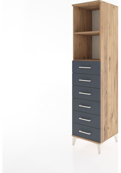Hyperion Dolap 2 Raflı 6 Çekmeceli 44x44x182 Çam-antrasit Çam
