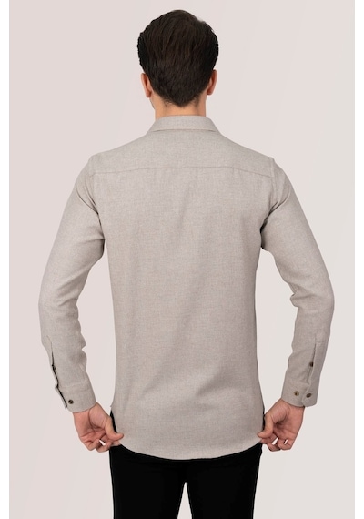 Sütlü Kahve Slimfit Düz Oduncu Erkek Gömlek Yeşil