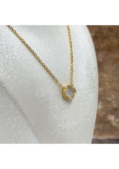 Gold Renk Sedef Taşlı Gümüş Kolye Sarı