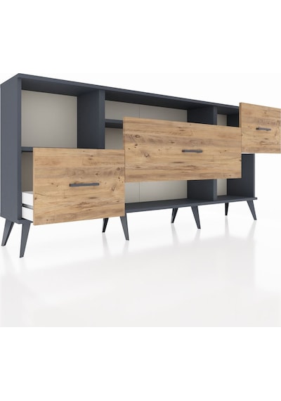 Arges Konsol 2 Raflı 3 Çekmeceli 176x30x83 Antrasit-antrasit/çam Antrasit/çam Arges Konsol 2 Raflı 3 Çekmeceli 176x30x83 Antrasit-antrasit/çam Antrasit/çam