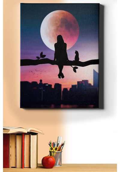 Webstyle Sayılarla Boyama Seti Kasnaklı Kediyle Dolunayda Sohbet 50 X 65 Cm