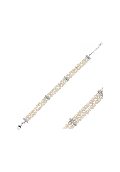 6,5 Mm Çift Sıra Doğal İnci Bileklik 18 Cm / Beyaz Gümüş