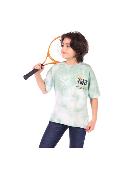 Toontoy Kids Toontoy Erkek Çocuk Baskılı Bisiklet Yaka Kısa Kollu Tişört - Tk12961 Yeşil