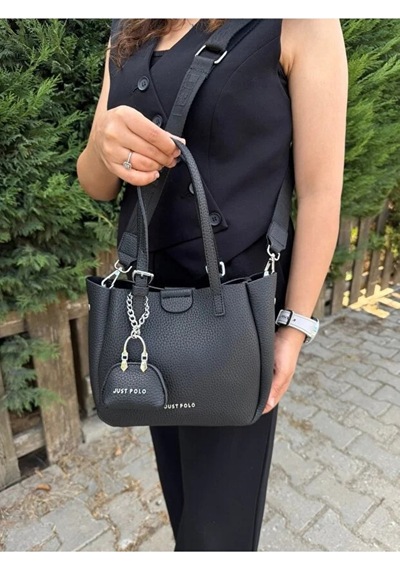 Just Polo Kadın Yeni Sezon Yumuşak Derili 4 Bölmeli Lüks El Ve Omuz Çantası Shopper Ebat: 28 X 20 Cm Siyah 95588999