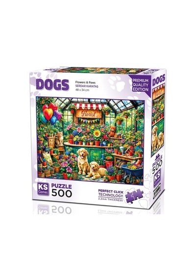 Ks Games 500 Parça Çiçekler Ve Sevimli Köpekler Puzzle Flowers & Pats - 20105