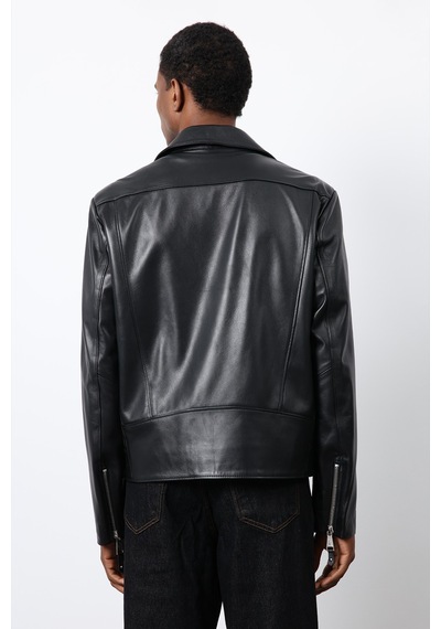 Antioch 100% Deri Biker Ceket Siyah