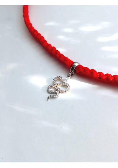 Gümüş Kırmızı İp Yılan Tasarım Kişiselleştirilebilir Choker Kadın