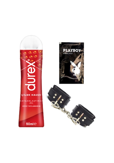 Durex Çilek Hazzı 50 Ml Jel + Siyah Deri El Kelepçesi + Hediye