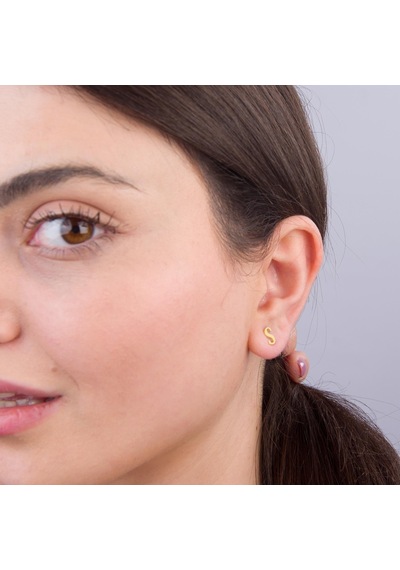 Goldkupe 14 Ayar Altın S Harf Küpe 0,41 Gr-1377