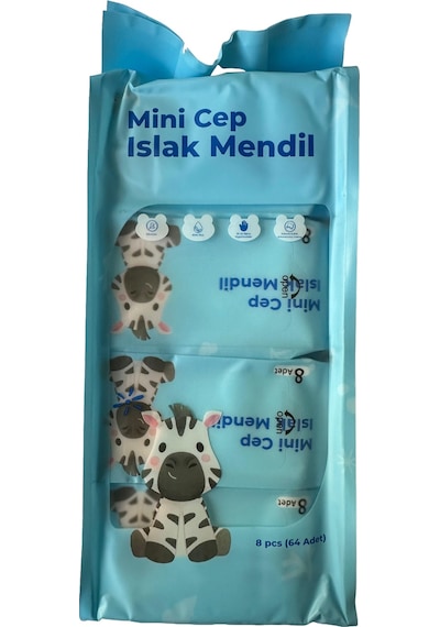 Baysa Alkolsüz Bitki Özlü Mini Islak Cep Mendili - 8'li 24 Paket 24'lü Set