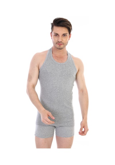 Çift Kaplan Erkek Ribana Spor Gri Atlet 915
