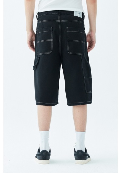 Vamos Oversize Bermuda Denim Şort 40-452 Siyah