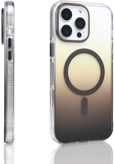 Apple Uyumlu iPhone 16 Pro Max Kılıf M-safe Şarj Özellikli Transparan Renk Geçişli Mkst Toros Kapak - Rose Pembe Pembe