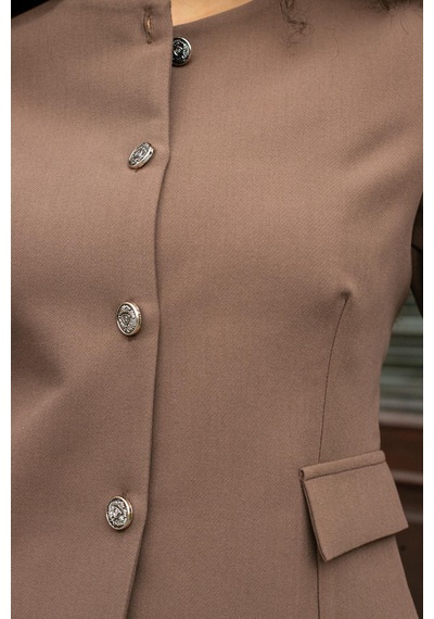 Kadın Hafif Esnek Kumaş Geniş Sıfır Yaka Cep Kapaklı Uzun Kol Dar Kesim Hafif Kısa Blazer Ceket-sütlü Kahve Sütlü Khv Kadın Hafif Esnek Kumaş Geniş Sıfır Yaka Cep Kapaklı Uzun Kol Dar Kesim Hafif Kısa Blazer Ceket-sütlü Kahve Sütlü Khv