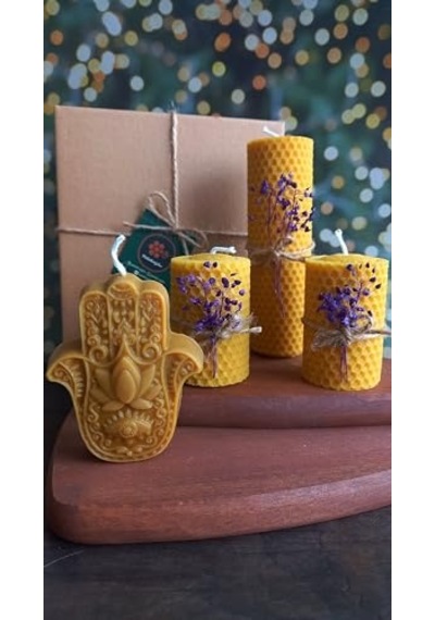 Petek Mum Hediyelik Dekoratif Set Hamse Bereket Eli Beeswax Canle Set Diğer