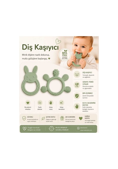 Bebek Diş Kaşıyıcı Kolay Tutuş, Güvenli Kullanım Çok Renkli