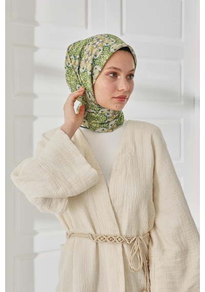 Silk Home Soft Eşarp 73093-13 Sarı, Yeşil, Fıstık Yeşili, Ekru