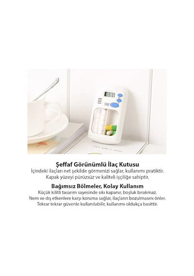Elektronik Akıllı Zamanlayıcılı Taşınabilir Kutusu 2 Bölmeli Bpa İçermez 9x5,5x2 Cm Mh-hs3630-1580