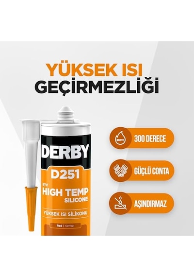 D251 Rtv Isı Silikonu 300 Derece C Kırmızı - 280ml 00