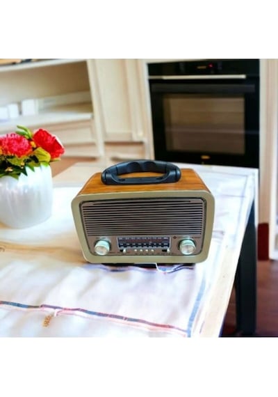 Nostaljik Radyo-301 Bt Nostaljik Radyo Bluetooth + Ledli + Fener + Usb + Sd Card Mp3 Radyo Çalar Cn