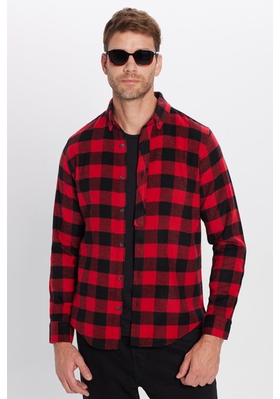 Tudors Erkek Slim Fit Dar Kesim Oduncu Düğmeli Yaka Kareli Kışlık Gömlek-32270 Çok Renkli Tudors Erkek Slim Fit Dar Kesim Oduncu Düğmeli Yaka Kareli Kışlık Gömlek-32270 Çok Renkli