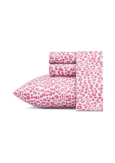 Betsey Johnson Queen Çarşaf, Yumuşak Ve Hafif, Solmaz Ve Kırışmaz Leopar Desenli, Kraliçe Boy Yatak Abanoz