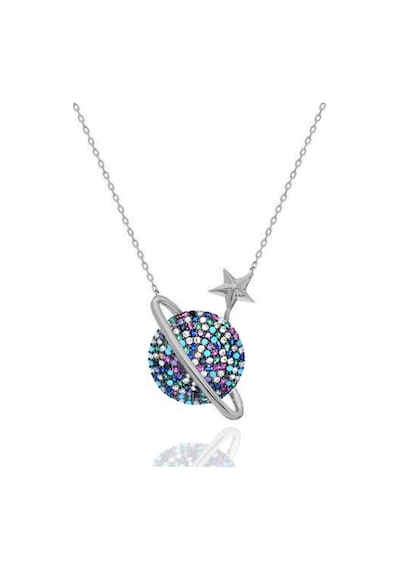 Brezza Lusso Jewelry Gezegen Kolye Mix Taşlı Gümüş Kadın Kolye 45 CM