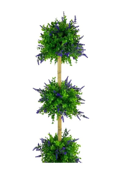 Yapay Ağaç Lavantalı Şimşir Top Siyah Saksılı 115 30cm