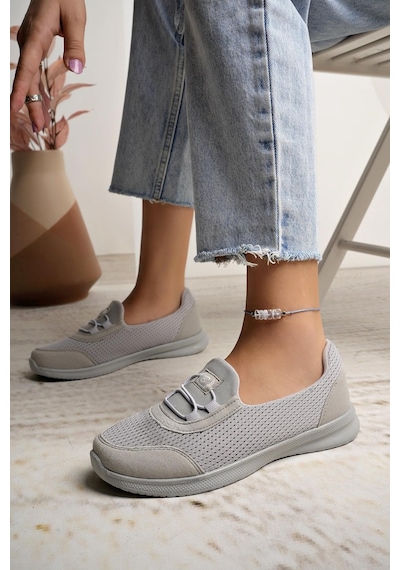 Nesilshoes Nesil Shoes Bsea 575 Buz Gri Memory Foam Kadın Yürüyüş Ayakkabısı