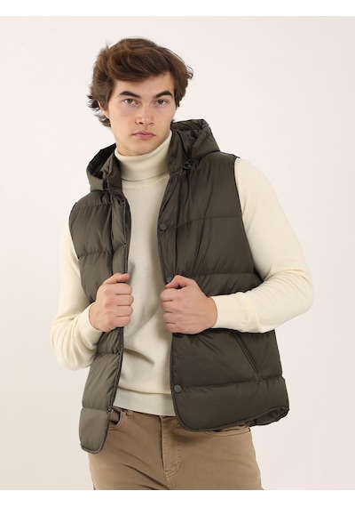 Dufy Kahve Erkek Regular Fit Dik Yaka Yelek Mont - 96758 Kahverengi