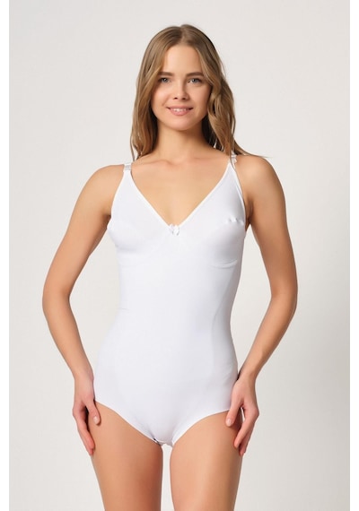 Beyaz Mı Emay 2821 Balenli Double Boy Slip Lazer Korse Beyaz