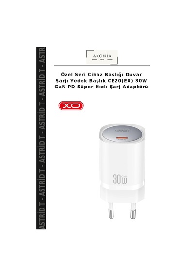 Özel Seri Cihaz Başlığı Duvar Şarjı Yedek Başlık Ce20 Eu 30w Gan Pd Süper Hızlı Şarj Adaptörü