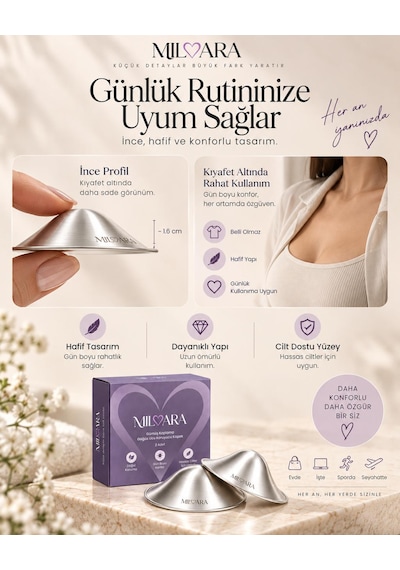 Milvara 999 Ayar Gümüş Kaplama Göğüs Ucu Koruyucu Kapak Standart Boy